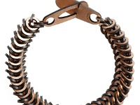 AW15-RGBSH ROSE GOLD   Merak Leather Necklace Rose gold patent leather necklace featuring black accented edges.